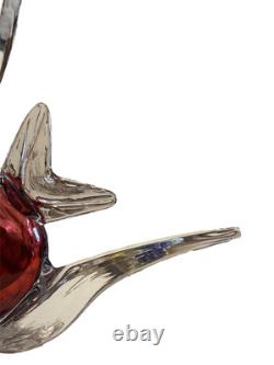 Vintage Large Cobalt Turquoise Red Angel Fish Murano Glass Sculpture Lot READ