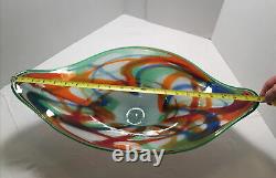 Vintage Large Heavy Beautiful Murano Art Glass Pedestal Footed Bowl 22 X 7 1/2