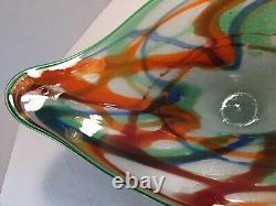 Vintage Large Heavy Beautiful Murano Art Glass Pedestal Footed Bowl 22 X 7 1/2