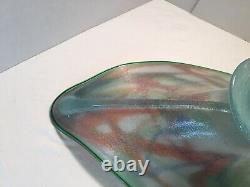 Vintage Large Heavy Beautiful Murano Art Glass Pedestal Footed Bowl 22 X 7 1/2