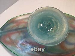 Vintage Large Heavy Beautiful Murano Art Glass Pedestal Footed Bowl 22 X 7 1/2