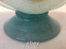 Vintage Large Heavy Beautiful Murano Art Glass Pedestal Footed Bowl 22 X 7 1/2