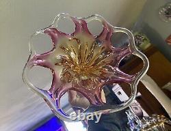 Vintage Large Italian Murano Sommerso Art Glass Sculpted Centerpiece Large Bowl
