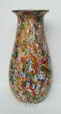 Vintage Large Italian Venetian Murano Millefiori Art Glass Vase