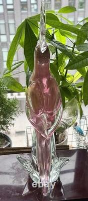 Vintage Large MCM 1950s Pink Gold Barbini Murano Glass Cockatoo Parrot Italy Art