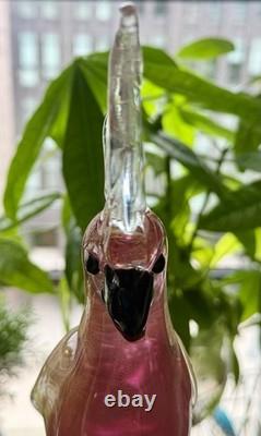 Vintage Large MCM 1950s Pink Gold Barbini Murano Glass Cockatoo Parrot Italy Art