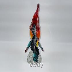 Vintage Large Murano Art Glass 12in Rooster Multicolor Heavy Sculpture Figurine