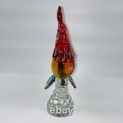 Vintage Large Murano Art Glass 12in Rooster Multicolor Heavy Sculpture Figurine