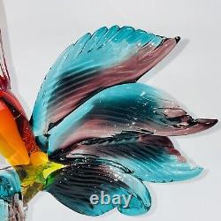 Vintage Large Murano Art Glass 12in Rooster Multicolor Heavy Sculpture Figurine