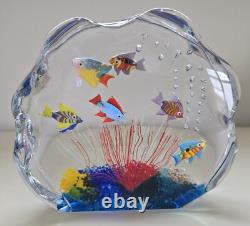 Vintage Large Murano Italy Glass Art Fish Aquarium Sculpture Paperweight 7X8