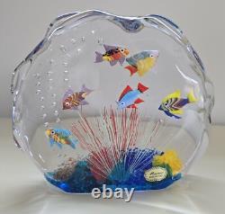 Vintage Large Murano Italy Glass Art Fish Aquarium Sculpture Paperweight 7X8