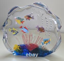 Vintage Large Murano Italy Glass Art Fish Aquarium Sculpture Paperweight 7X8