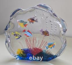 Vintage Large Murano Italy Glass Art Fish Aquarium Sculpture Paperweight 7X8