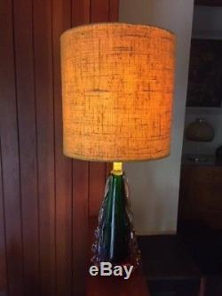 Vintage Large Murano Sommerso Lamp Base in Clear Green and Amber Flavio Poli