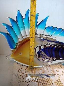Vintage Large Murano Style Thick Art Glass Fish Very Detailed. Beautiful