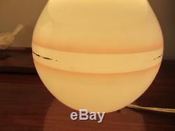 Vintage Large Pair Murano Glass Pink stripe Gold Band Mushroom Table Lamp 14