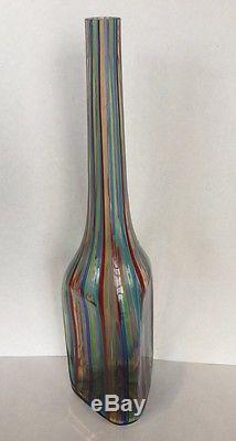 Vintage Large Venini Murano Art Glass Bottle Vase Fulvio Bianconi
