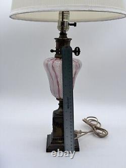 Vintage Latticino Murano Glass Pink & Aventurine Spiral Design Lamp