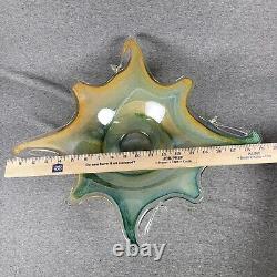 Vintage Lavorazione arte Murano Italy Arte Swirl Handblown Glass Bowl Huge 19