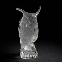 Vintage Licio Zanetti Murano Glass Owl Large Sculpture 13 Mid Century Bubbled
