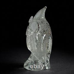 Vintage Licio Zanetti Murano Glass Owl Large Sculpture 13 Mid Century Bubbled