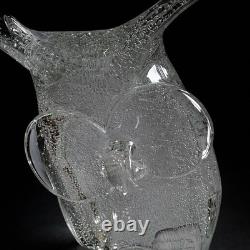 Vintage Licio Zanetti Murano Glass Owl Large Sculpture 13 Mid Century Bubbled