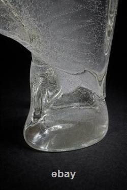 Vintage Licio Zanetti Murano Glass Owl Large Sculpture 13 Mid Century Bubbled