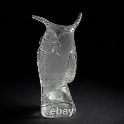 Vintage Licio Zanetti Murano Glass Owl Large Sculpture 13 Mid Century Bubbled