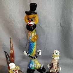 Vintage Lot 4 Murano Glass Clowns Figurine Venetian Art Glass Italy Blown Glass