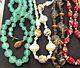 Vintage Lot Of 4 Necklaces Sterling Silver Murano Peking Glass Czech Milk Glass