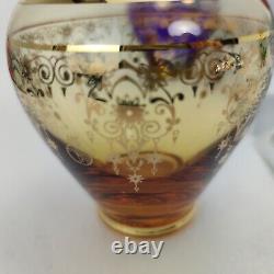 Vintage Lot Of 6 Vecchia Murano Glass Vase w 24K Gold Trim Collectible