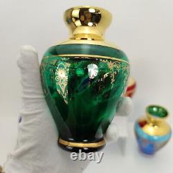 Vintage Lot Of 6 Vecchia Murano Glass Vase w 24K Gold Trim Collectible