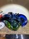 Vintage MCM 1950s 1960s Green & Blue Murano Art Glass Bowl Flower Wavy Scalloped