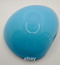 Vintage MCM Alfredo Barbini Bullicante Sky Blue/Gold Murano Glass Ashtray/Bowl