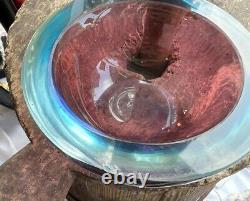 Vintage MCM Art Glass Murano Ashtray Bowl Pink & Blue Mid Century Italian