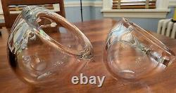 Vintage MCM Barbini Murano Angled Thick Glass Barware Bowls Vessels Pair Set HTF