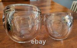 Vintage MCM Barbini Murano Angled Thick Glass Barware Bowls Vessels Pair Set HTF