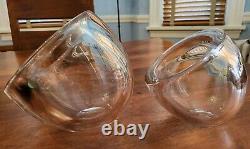 Vintage MCM Barbini Murano Angled Thick Glass Barware Bowls Vessels Pair Set HTF