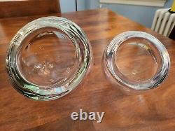 Vintage MCM Barbini Murano Angled Thick Glass Barware Bowls Vessels Pair Set HTF