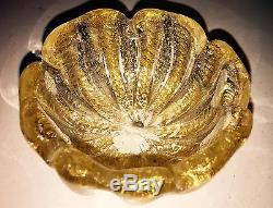 Vintage MCM Barovier & Toso Murano Art Glass 24K Cordonato Bowl