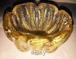 Vintage MCM Barovier & Toso Murano Art Glass 24K Cordonato Bowl