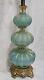 Vintage MCM Barovier & Toso Murano Turquoise Art Glass Lamp Swirld Gold Fleck