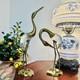 Vintage MCM Brass Murano Bubble Glass Heron Crane Pair Hollywood Regency