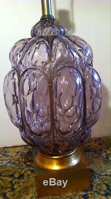 Vintage MCM Hollywood Regency Murano Metal Caged Glass Frederick Cooper Lamp