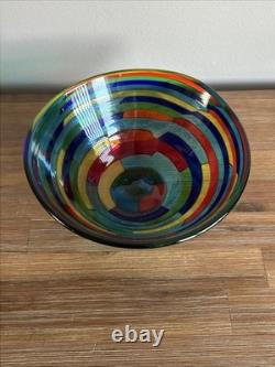 Vintage MCM Italian Angelo Ballarin Pezzato Squares Murano Glass Bowl Signed