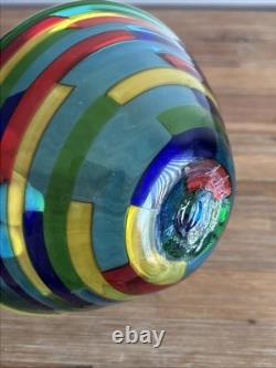 Vintage MCM Italian Angelo Ballarin Pezzato Squares Murano Glass Bowl Signed