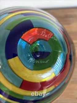 Vintage MCM Italian Angelo Ballarin Pezzato Squares Murano Glass Bowl Signed