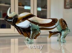 Vintage MCM Italian Murano Art Glass Bull Figurine Sculpture