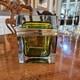 Vintage MCM Mandruzzato Murano Glass Casket Style Jewelry Box Olive Green Gold