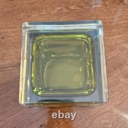 Vintage MCM Mandruzzato Murano Glass Casket Style Jewelry Box Olive Green Gold